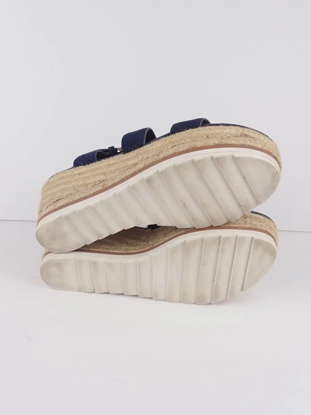 Marc Fisher Mfzaine Women's 8.5 M Navy Blue Suede Espadrille Wedge Heel Sandals